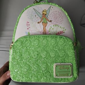 Loungefly Tinkerbell Green Sequin Backpack Tink Peter Pan Disney NWT